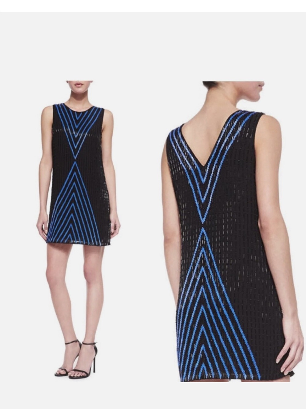 Parker Black Mini Dress with Blue Geometric Beading